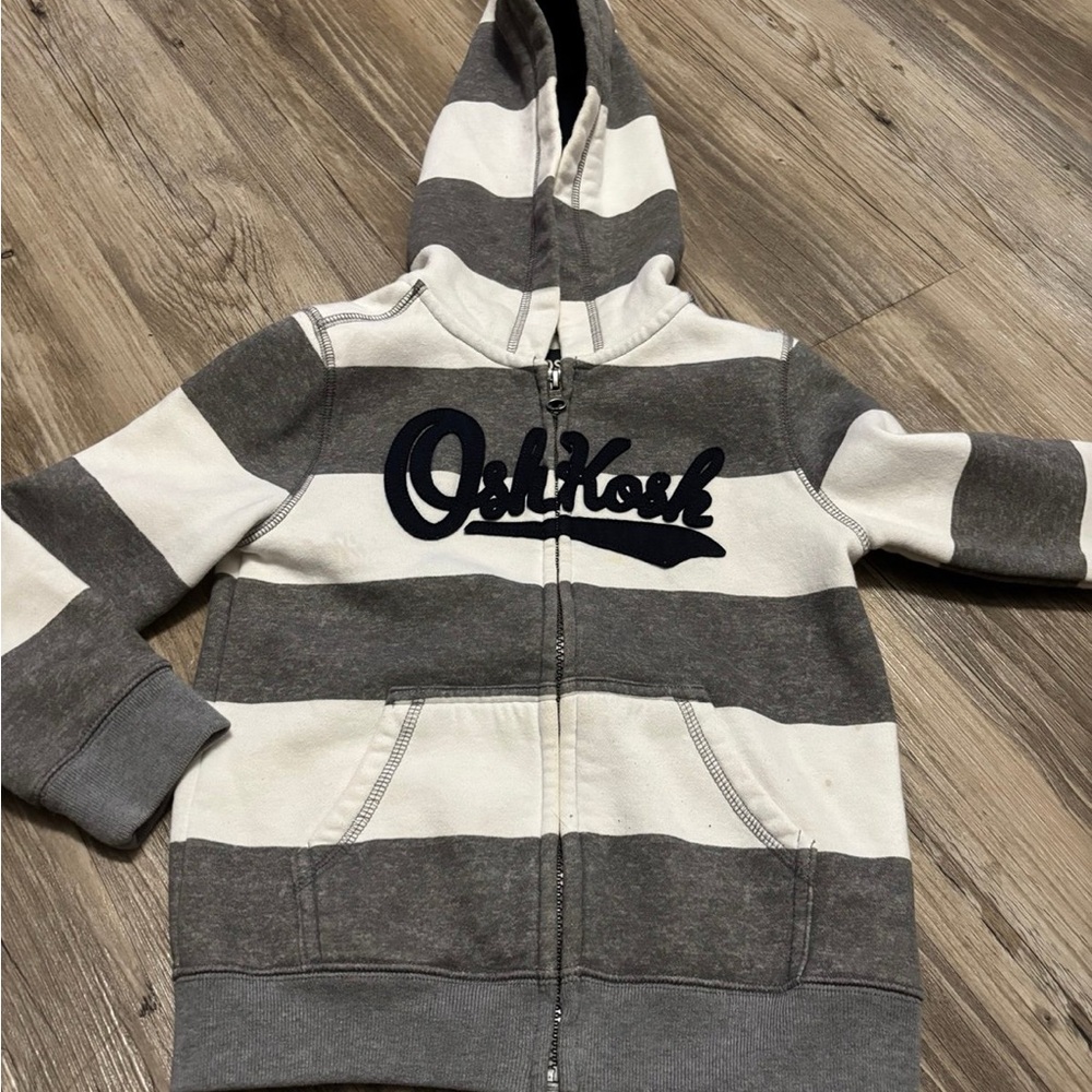 OshKosh B'gosh Kids Striped Gray and White Jacket Size 5t